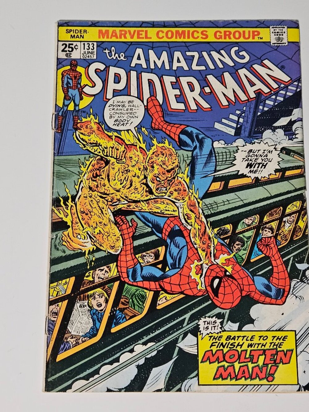 Amazing Spider-Man #133 (Marvel Comics, 1974) Molten Man Breaks Out - Romita Sr